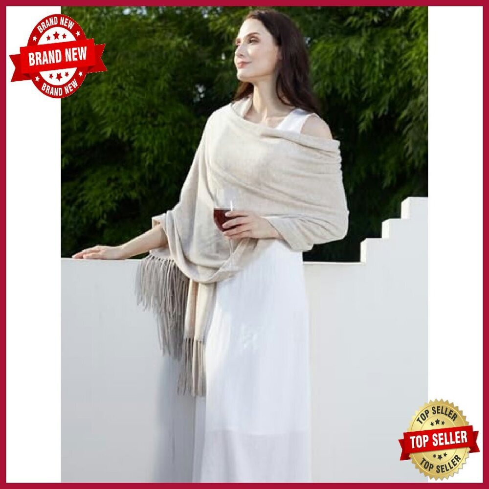 Soft Cashmere Blend Wrap Shawl 87"x28" with Tassels Travel Pashmina - Picture 7 of 8